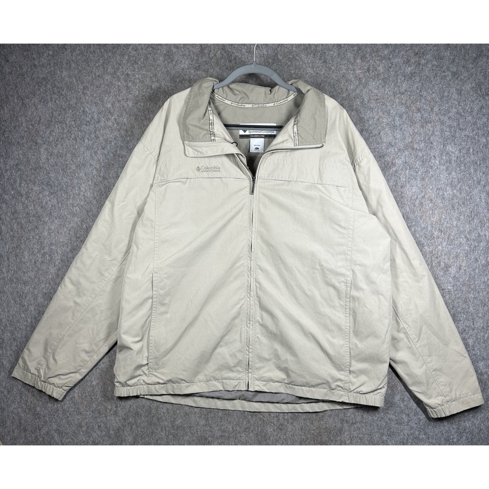 Columbia Jacket Mens 2XT Beige Full Zip Lightweight Windbreaker Tall